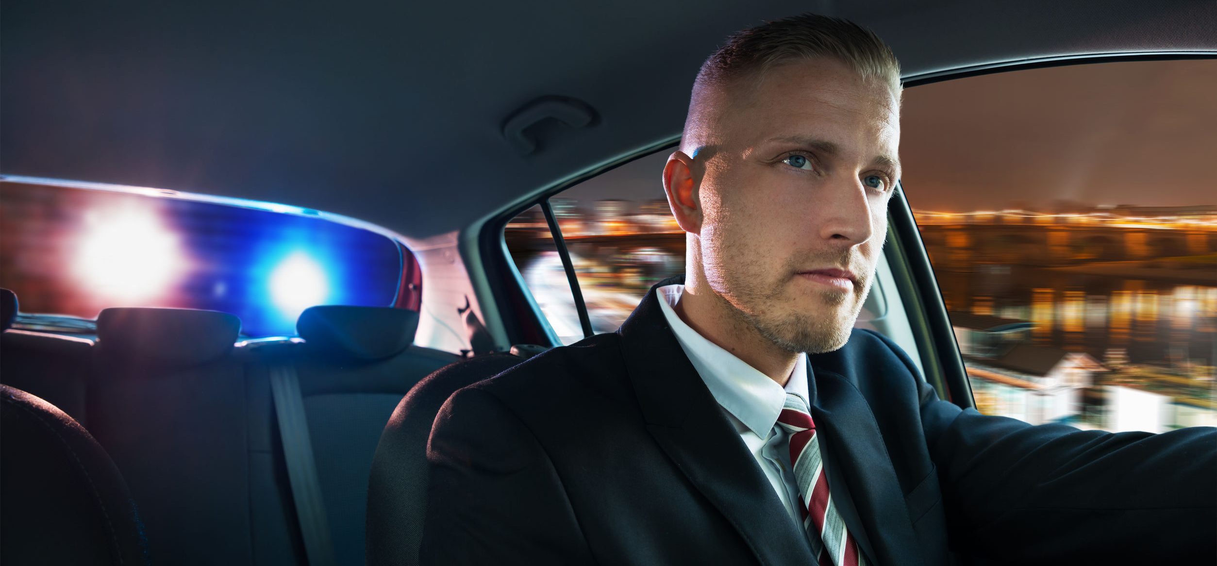 Portrait Of A Young Man Chased And Pulled Over By Police