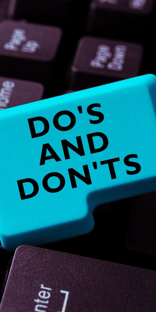 Text sign showing Dos And Don Ts. Internet Concept Confusion in ones mind about something